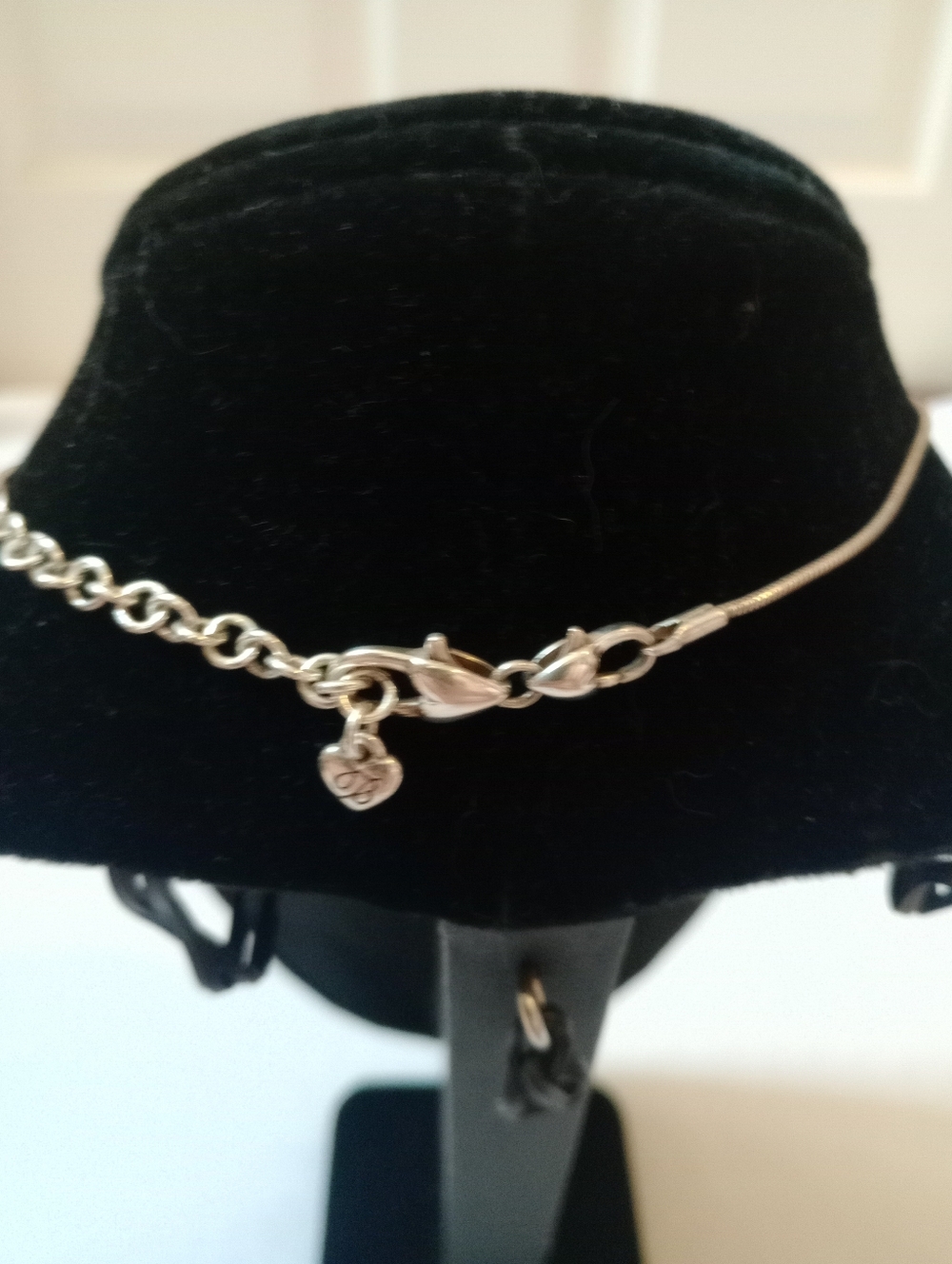 Brighton Silver Heart Pendant Necklace Pink Crystal Floral Charm Romantic Style - Picture 6 of 11